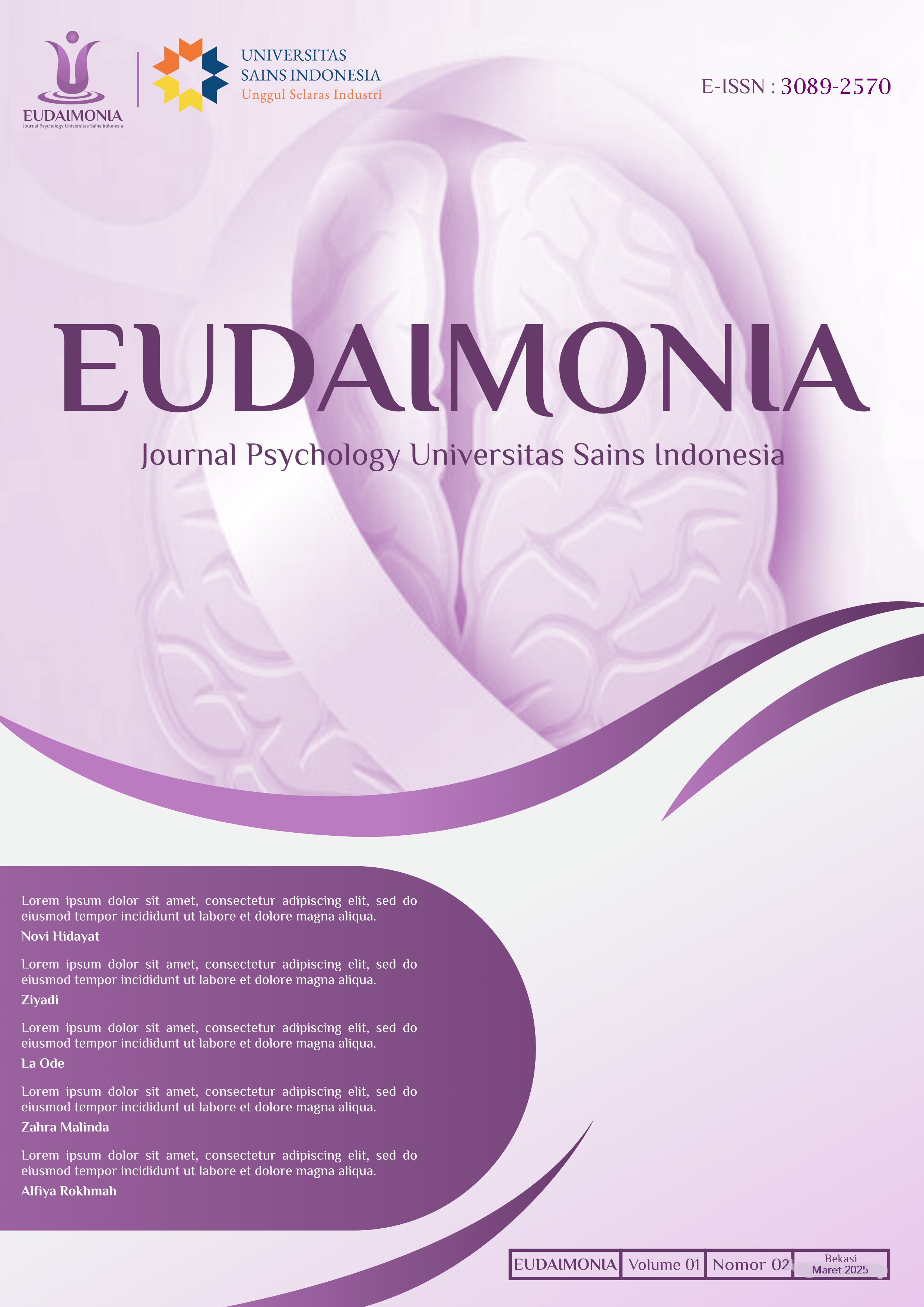 					View Vol. 3 No. 01 (2026): Eudaimonia Journal Psychology 2026
				